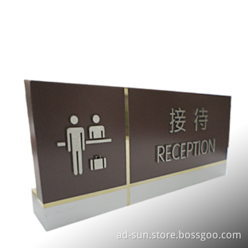 Indoor Custom Steel Metal Painting Hotel Reception Sign Stand